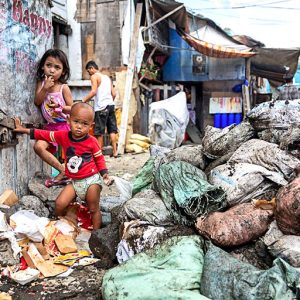 Children living with rubbish