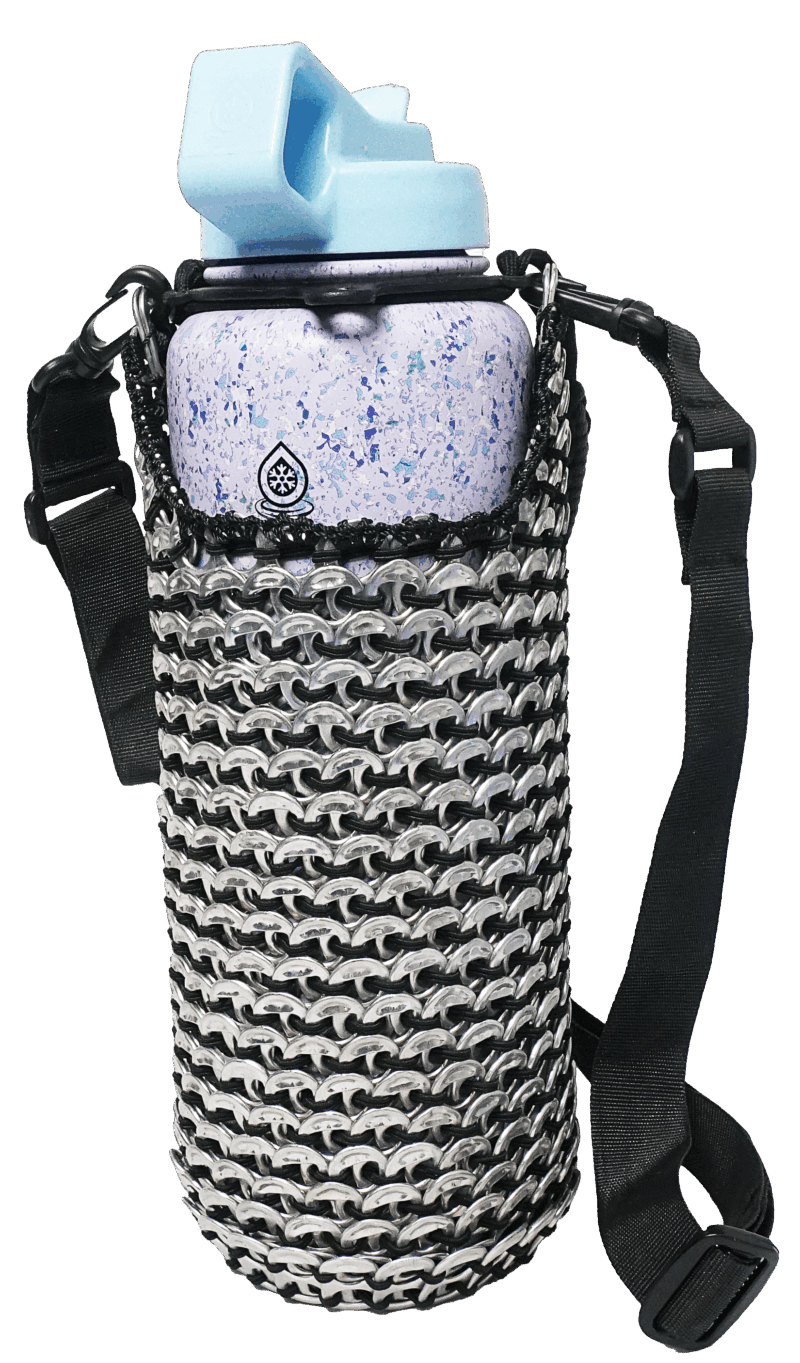 Large Water Bottle Holder with Adjustable Strap Classic Black