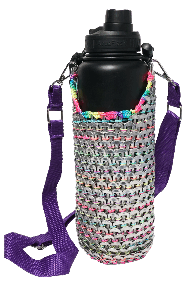 Large Water Bottle Holder with Adjustable Strap Funky Neon
